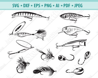 Fishing Bait Svg, Fishing Svg, Fishing Clipart, Fishing Files for Cricut, Fishing Cut Files For Silhouette, Fishing lures Svg, Dxf Png Eps
