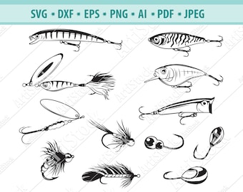 Fishing Bait Svg, Fishing Svg, Fishing Clipart, Fishing Files for Cricut, Fishing Cut Files For Silhouette, Fishing lures Svg, Dxf Png Eps