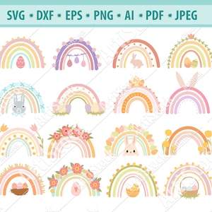 Rainbow SVG fichier, Arc-en-ciel de Pâques Svg, Baby shower Svg, Rainbow cut file, Rainbow kids Svg, Rainbow clipart, Cute rainbows Svg, Silhouette,