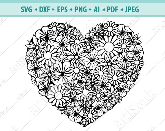 Heart SVG File Heart Cut File Love Symbol Svg Floral Heart | Etsy