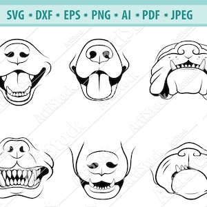 Dog faces Svg, Funny cute animals Svg, Pets faces Svg, Svg cut file, Face mask Svg, Dogs mouth Svg, Emoji svg, Silhouette cameo, Cricut file