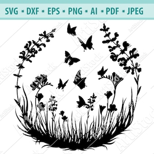 Schmetterling SVG-Datei, Schmetterling Kranz Svg, Schmetterling Svg, Blumen Svg, Insekten geschnitten Datei, Blumen geschnitten Datei, Schmetterling Clipart, Svg Cricut Datei