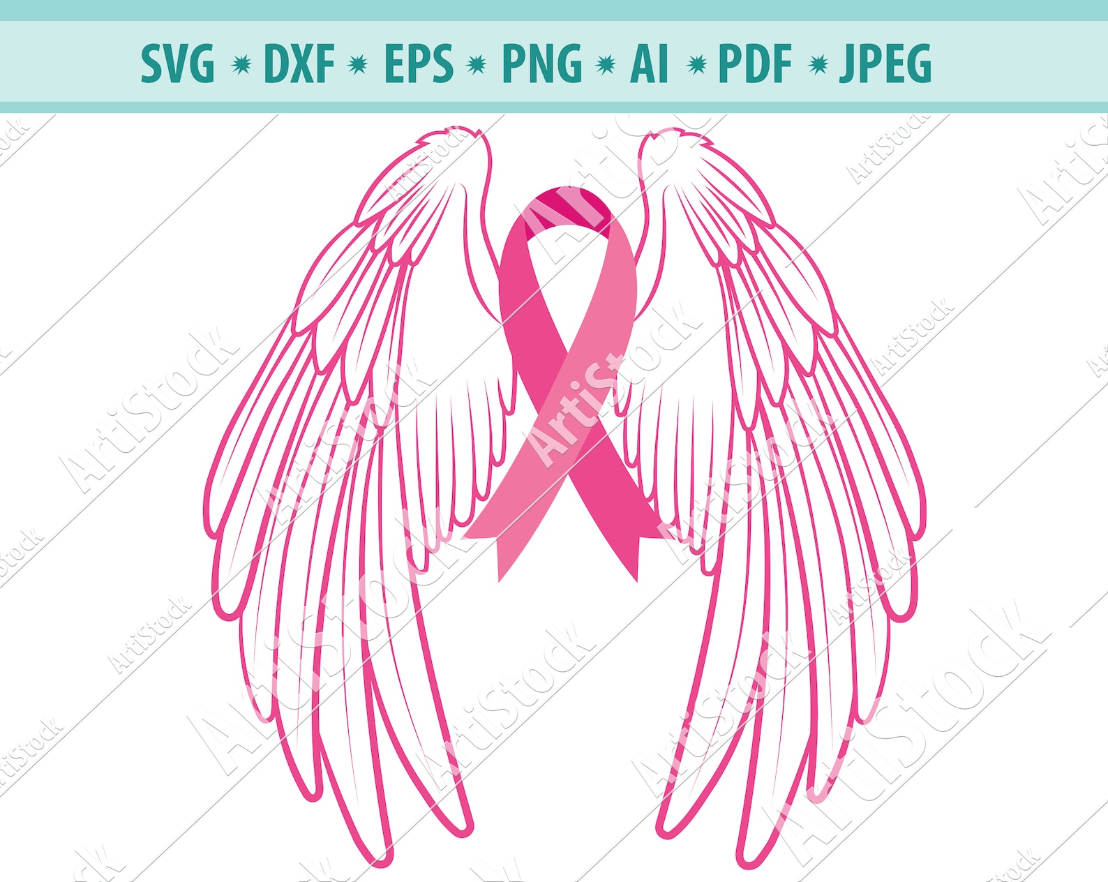 Cancer Ribbon SVG, Cancer Survivor, Awareness Ribbon Angel Wings SVG ...