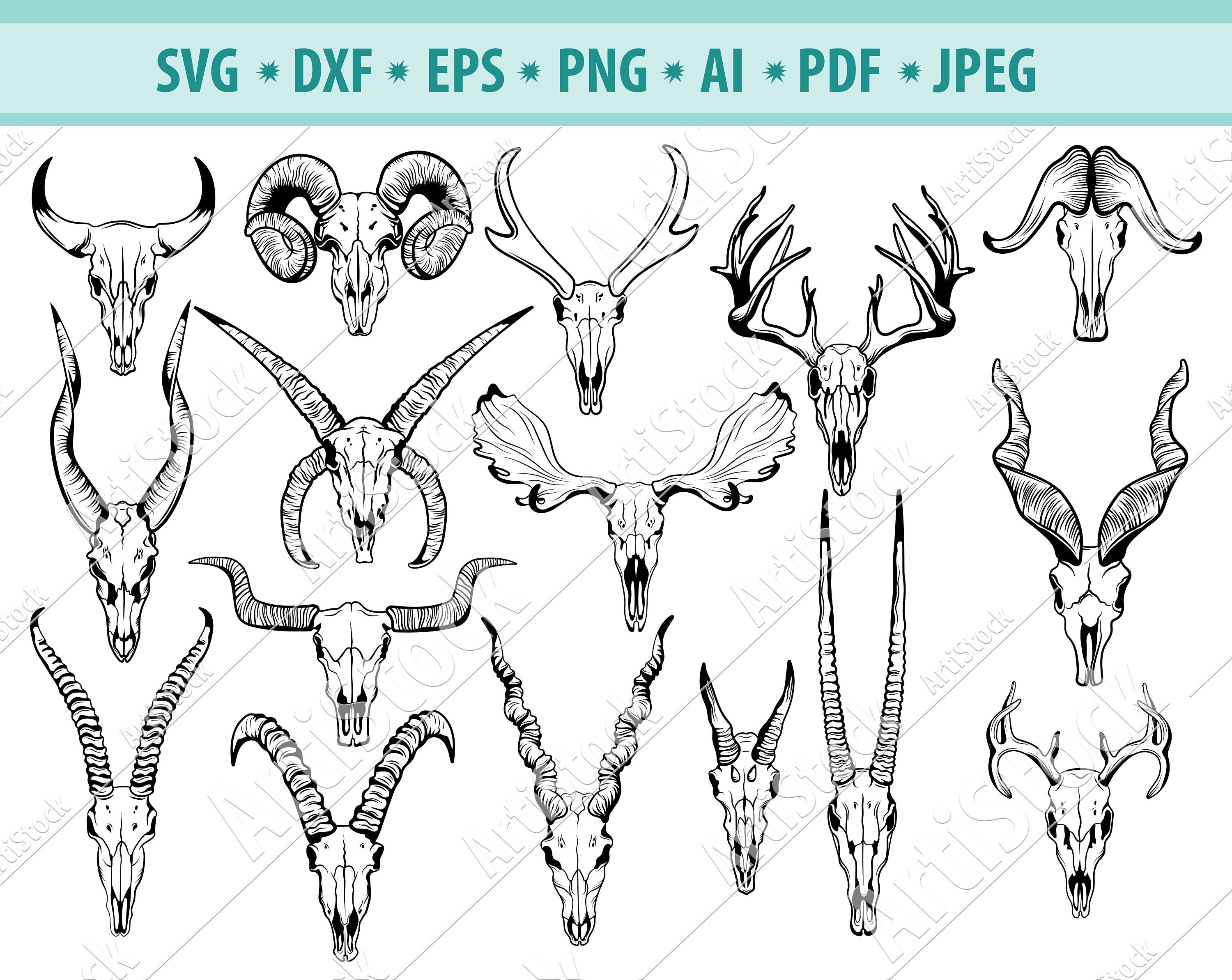 Download Animal Skull Svg Impala Skull Clipart Skull Hunting Trophy Etsy.