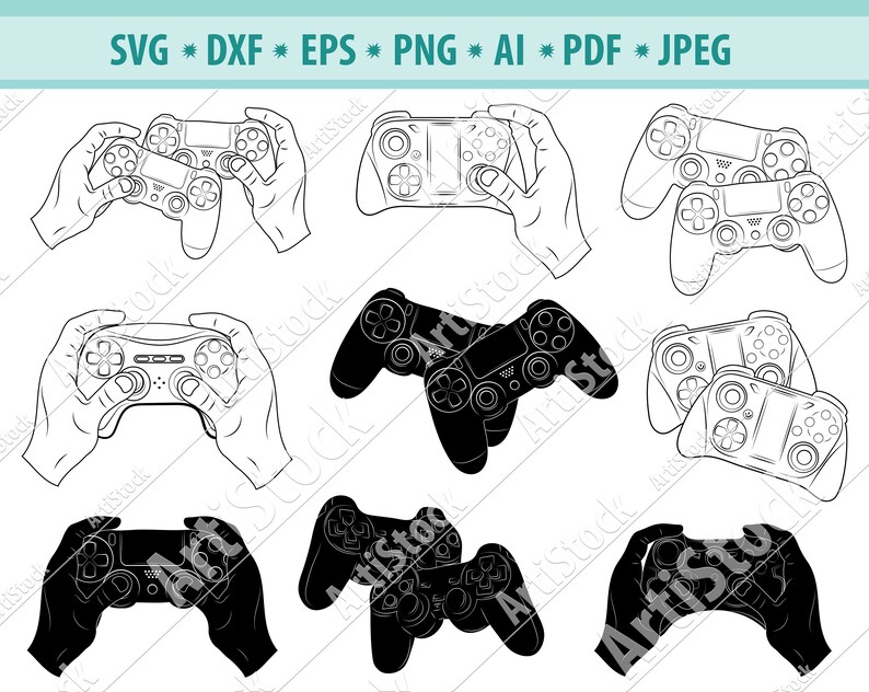 Clip Art Art Collectibles Svg Game Controller Svg Joystick Svg Ps4 Playstation Clipart Silhouette Printable Cut Files Cricut Instant Download Cricut Dxf