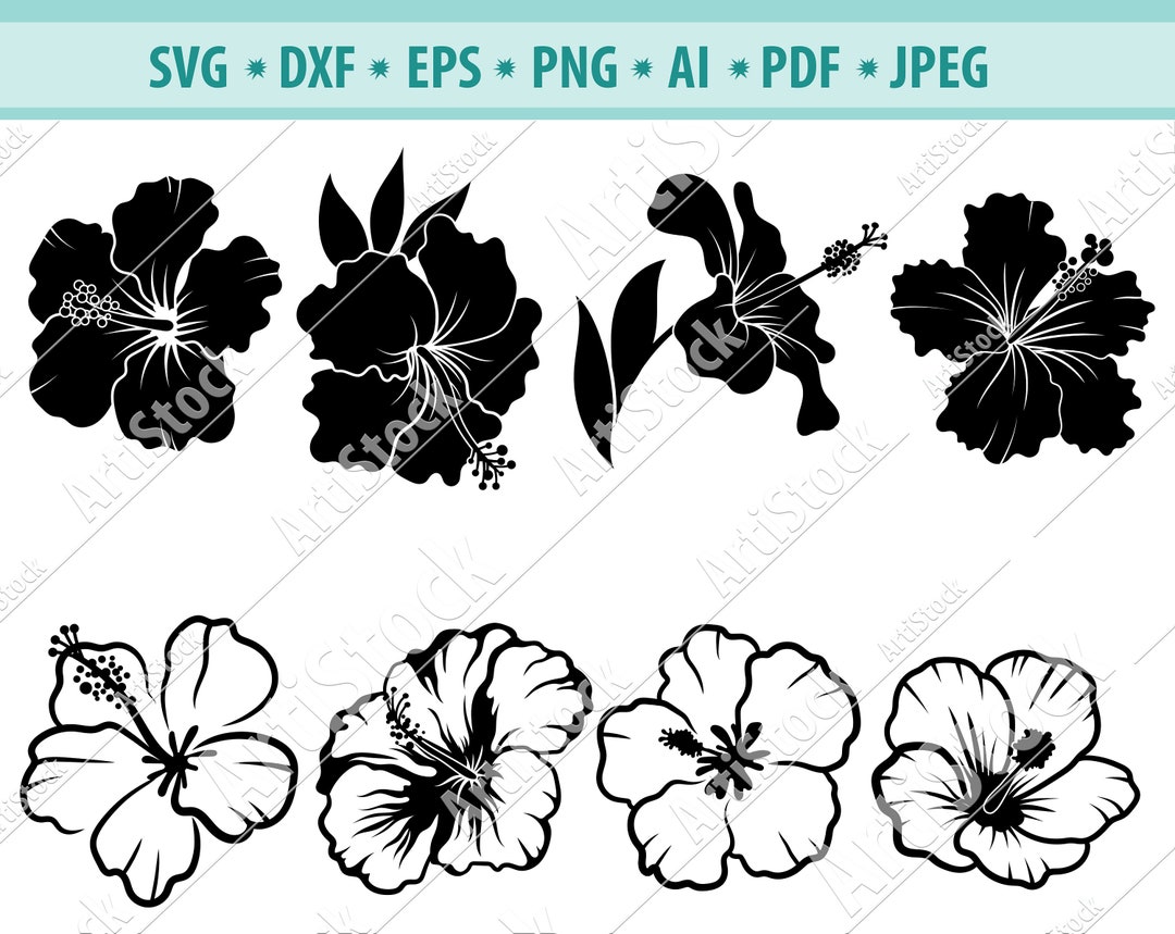 Hibiscus Svg File, Hibiscus Clipart, Hawaiian Flower, Flower Silhouette ...