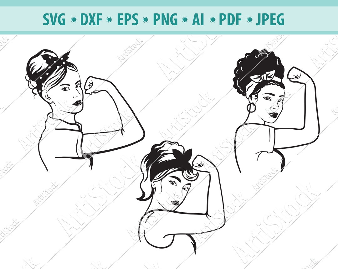 Girl Power SVG, Rosie SVG, Pin up Svg, Rosie the Riveter, Strong Woman
