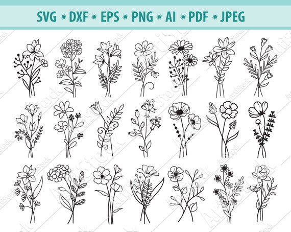 Flower SVG Files Field Flowers Svg Wildflowers Svg Flower | Etsy Canada