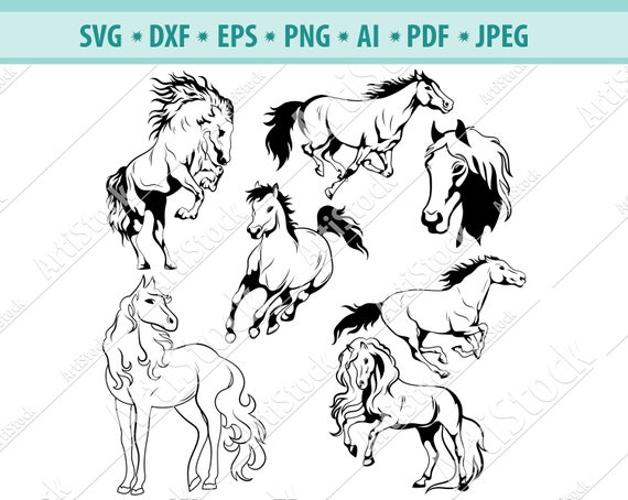 Download Horse Svg Mustang Svg Horse Head Svg Horse Silhouette Etsy
