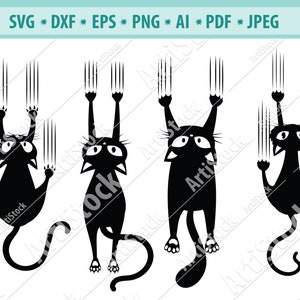 Drôle de chat, chat crissement, chute chat, chat noir, clip art icône pochoir autocollant voiture autocollant modèle transfert vecteur fichier svg, cricut svg