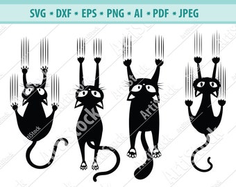 Drole De Chat Chat Crissement Chute Chat Chat Noir Clip Etsy Canada