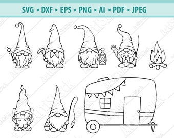 Gnome SVG, Cute Garden Gnome SVG, Сamping gnome Svg, Nordic Gnome Svg, Gnome Clipart, Holiday Gnome svg, Summer Gnomes Svg, Cricut, Dxf, Eps