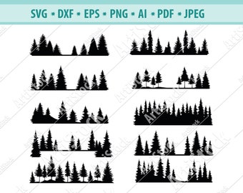 Forest Svg File, Spruce forest Svg, Nature Svg, Forest clipart, Forest Silhouette, Trees Svg, Pine tree Svg, Svg Cut file, Eps, Dxf, Png