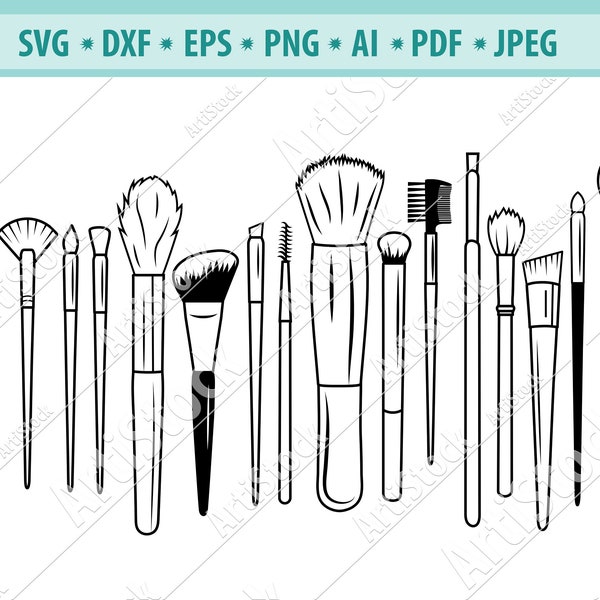 Makeup brushes SVG, Makeup artist Svg, Makeup Svg, Beauty industry Svg, Fashion Svg, Cosmetic brush Svg, stencil, Vector file, Eps, Dxf, Png