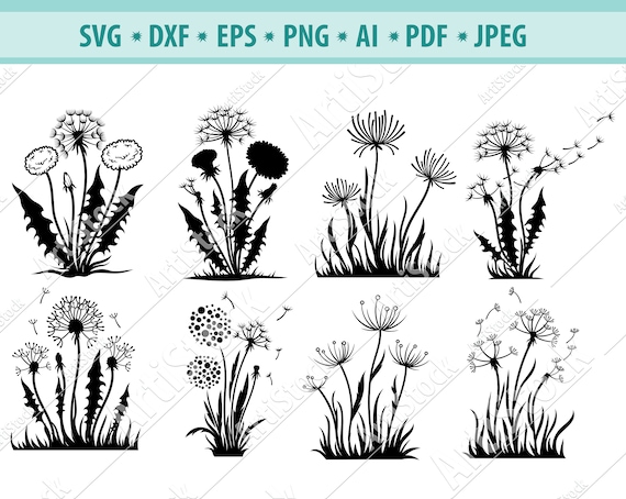 Download Clip Art Art Collectibles Dandelion Svg Botanical Svg Plants Svg Flowers Svg Garden Svg Gardening Svg Dandelion Clipart Dandelion Silhouette Dandelion Cut File Png