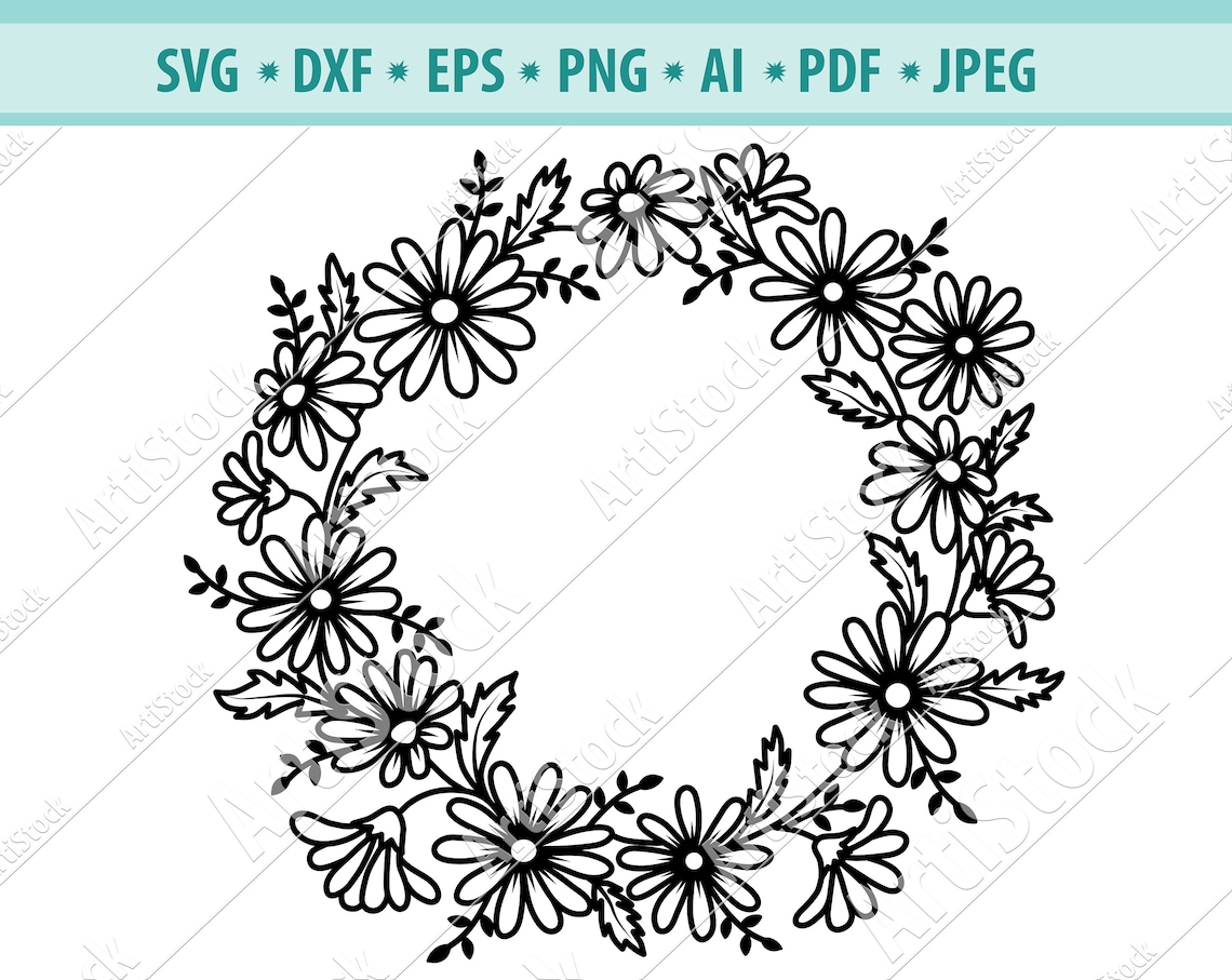 Wreath SVG File Flower Wreath Svg Floral Wreath Clipart - Etsy