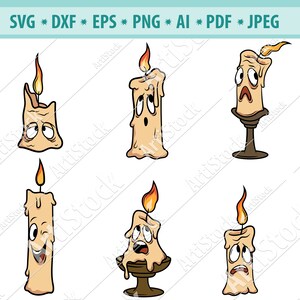 Pakiet SVG świec, świece emocjonalne SVG, clipart świec, zabawna świeca topniejąca SVG, świeca woskowa SVG, Halloween SVG, pliki dla Cricut, Png, Eps