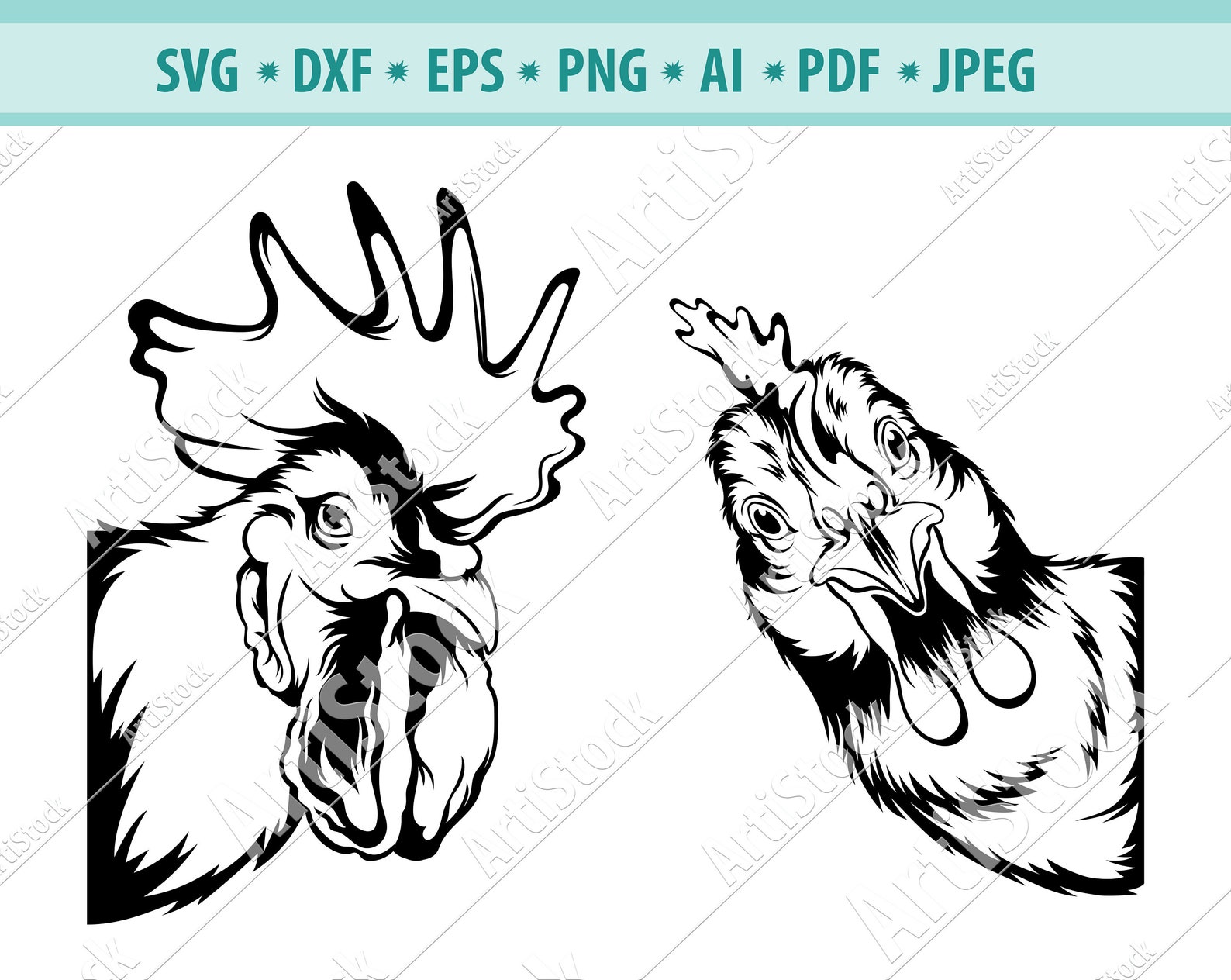 Rooster Svg Chicken Svg Rooster Clipart Rooster Svg File Etsy | Images ...