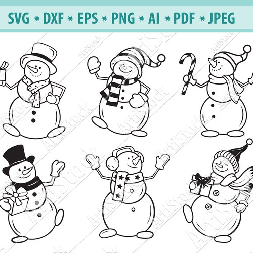 Snowman SVG Cut Files for Cricut Christmas Svg Hand Drawn - Etsy