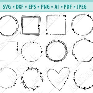 Marco de corazón Svg, Marco de San Valentín Svg, Corona de amor Svg, Marco de círculo romántico Svg, Borde de boda Svg, Borde de San Valentín Svg, Archivo de corte Svg