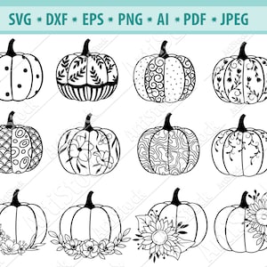 Floral Pumpkin SVG, Pumpkin SVG, Flower pumpkin Png, Autumn svg, Fall svg, Halloween svg, Sunflower Svg, Lace Pumpkin Svg, Eps, Dxf, Png
