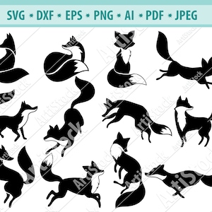 Fox Svg Bundle, Foxes SVG, Cute Sleeping Fox SVG, Foxes clipart, Forest animals Svg, Cut files, Silhouette foxes, Wildlife Eps, Png, Dxf