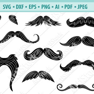 Bigode SVG, bigode svg, arquivo de corte de bigode, clipart de cavalheiro, arquivos svg de bigode, vinil svg de bigode, silhueta de bigode Svg, Dxf