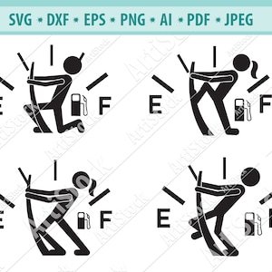 Medidor de gás SVG, Homem vazio gás Svg, Bomba de gás SVG, Posto de gasolina Svg, SVG engraçado, Gasolina Svg, Sinal de medidor de gás, Arquivo de corte Svg, Silhueta, Eps, Png