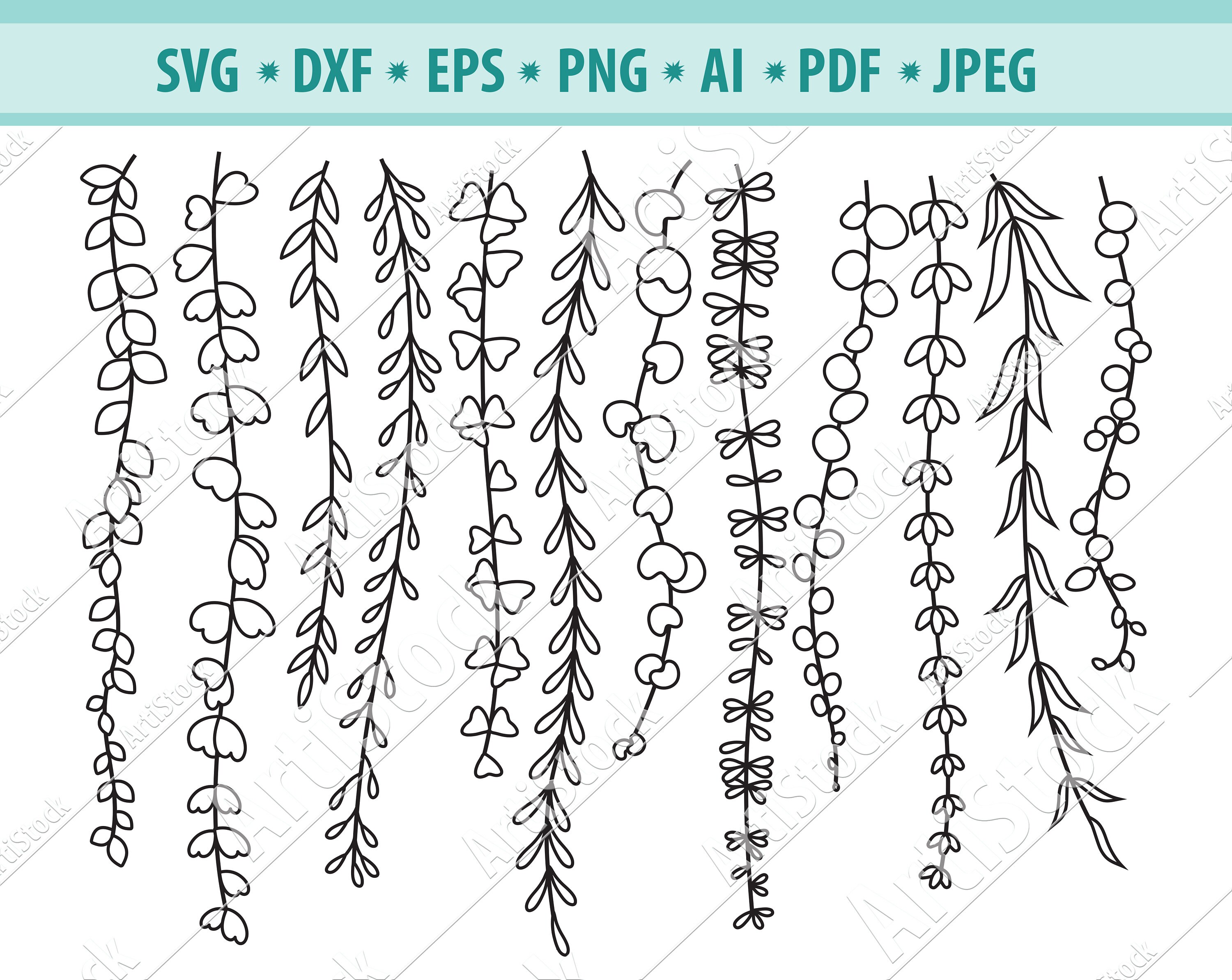 Tree Branch Svg Hanging branches SVG Branch cut file Leaf | Etsy