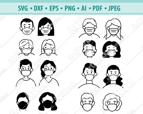 Masked People Svg Icon People Mask Svg Safety Svg Face Mask | Etsy