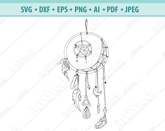 Download Dream Catcher Boho Feather Vector Svg Dreamcatcher Svg Etsy