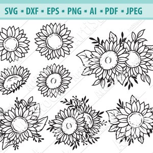 Sunflower SVG Files, Flower Border SVG, Sunflowers svg, Floral SVG files, Flower cut file, Flower svg, Flower wreath accessory cut file svg