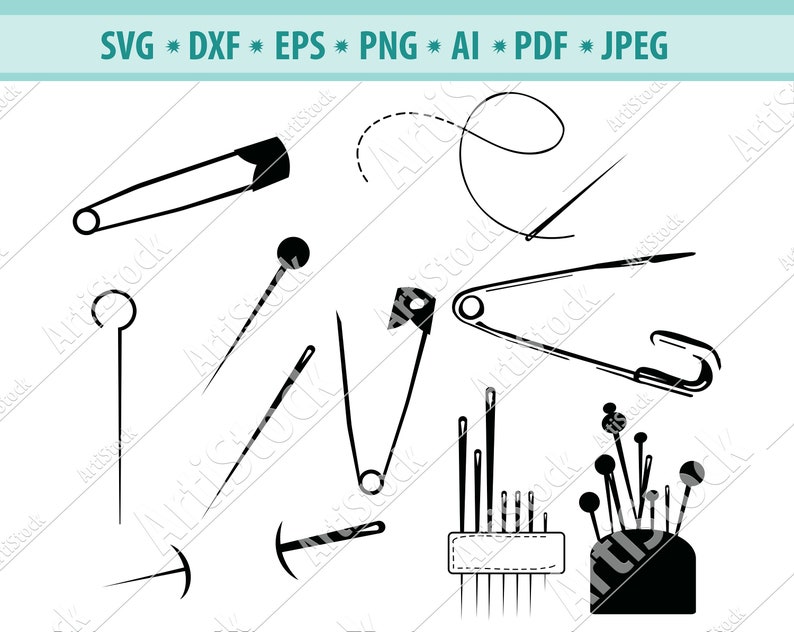 Sewing needle SVG Sewing items,Cricut Cut File seamstress svg Thread svg Needle and thread SVG Sewing SVG Pin svg needle pad clipart