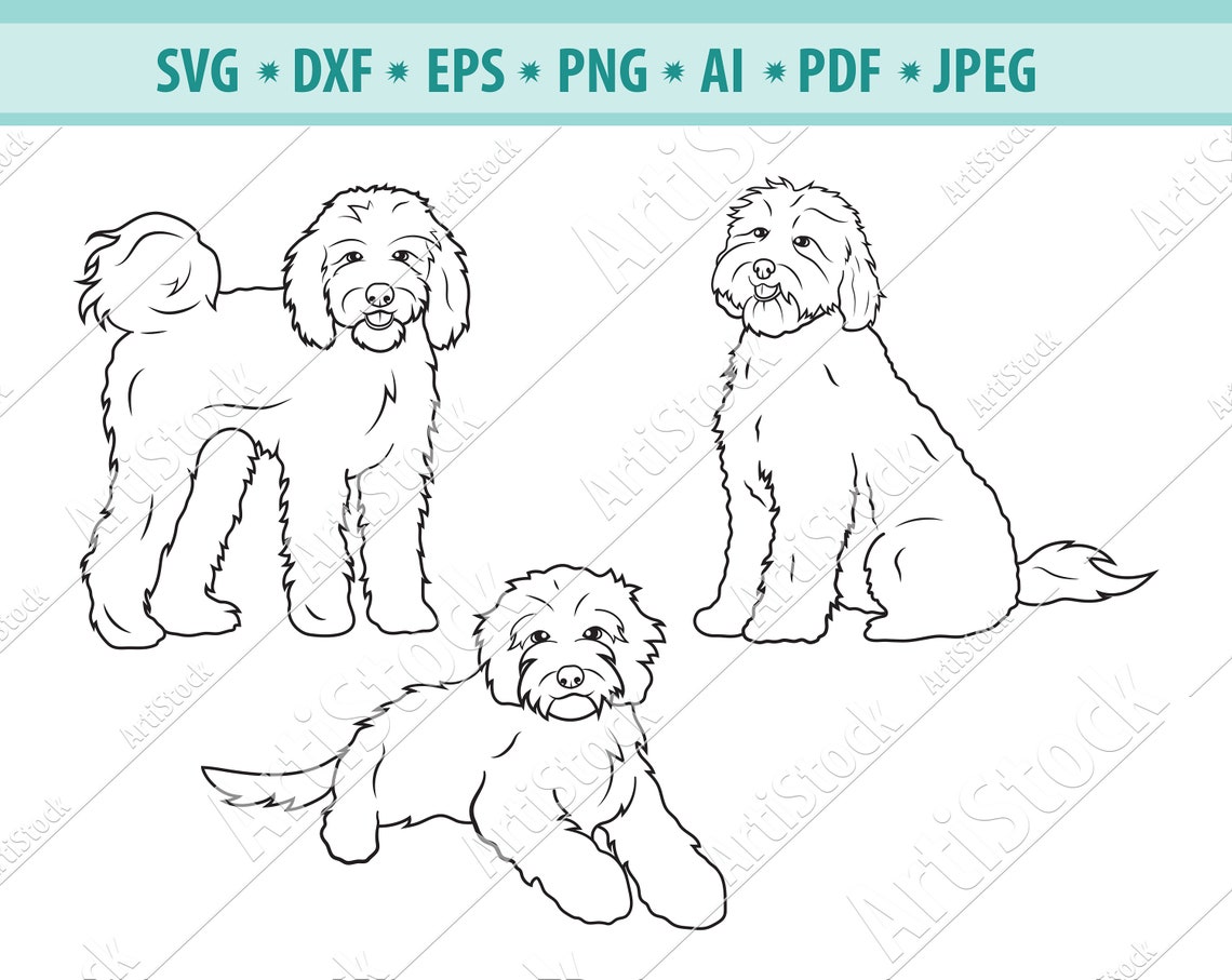 Goldendoodle SVG Dog Silhouettes Dogs SVG Digital Cutting - Etsy