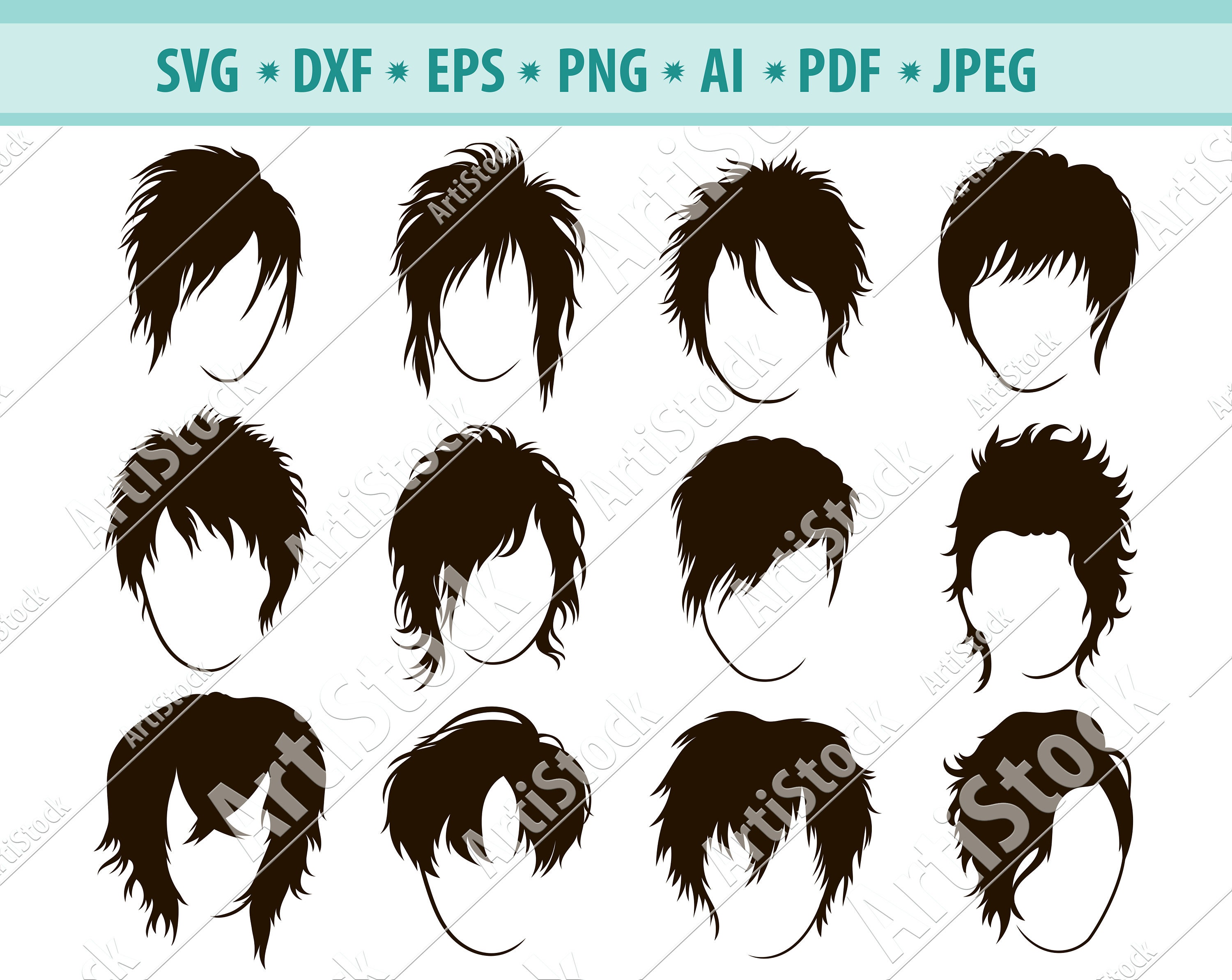 Anime Hairstyle PNG Transparent Images Free Download | Vector Files |  Pngtree