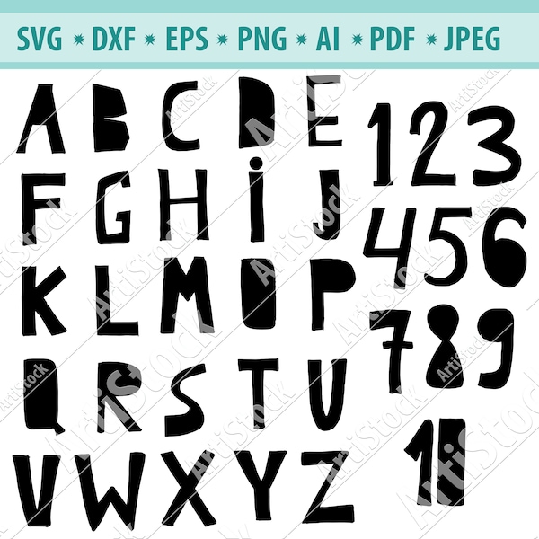 Marker Pen Alphabet SVG Fonts Cutfile SVG Cricut Font Svg Alphabet Vector Letters Silhouette Cameo Digital files Svg Dxf EPS Png Jpeg