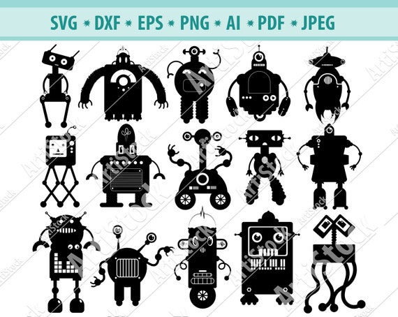 Download Robot Svg Robot Clipart Robot Silhouette Robots Svg Robot Etsy
