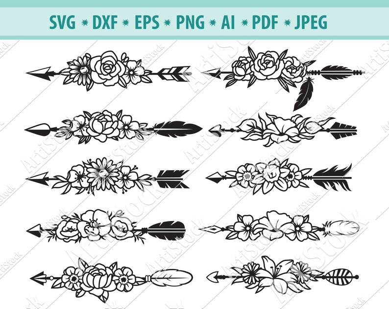 Arrows SVG file Arrows cut file Arrow with flowers Svg | Etsy