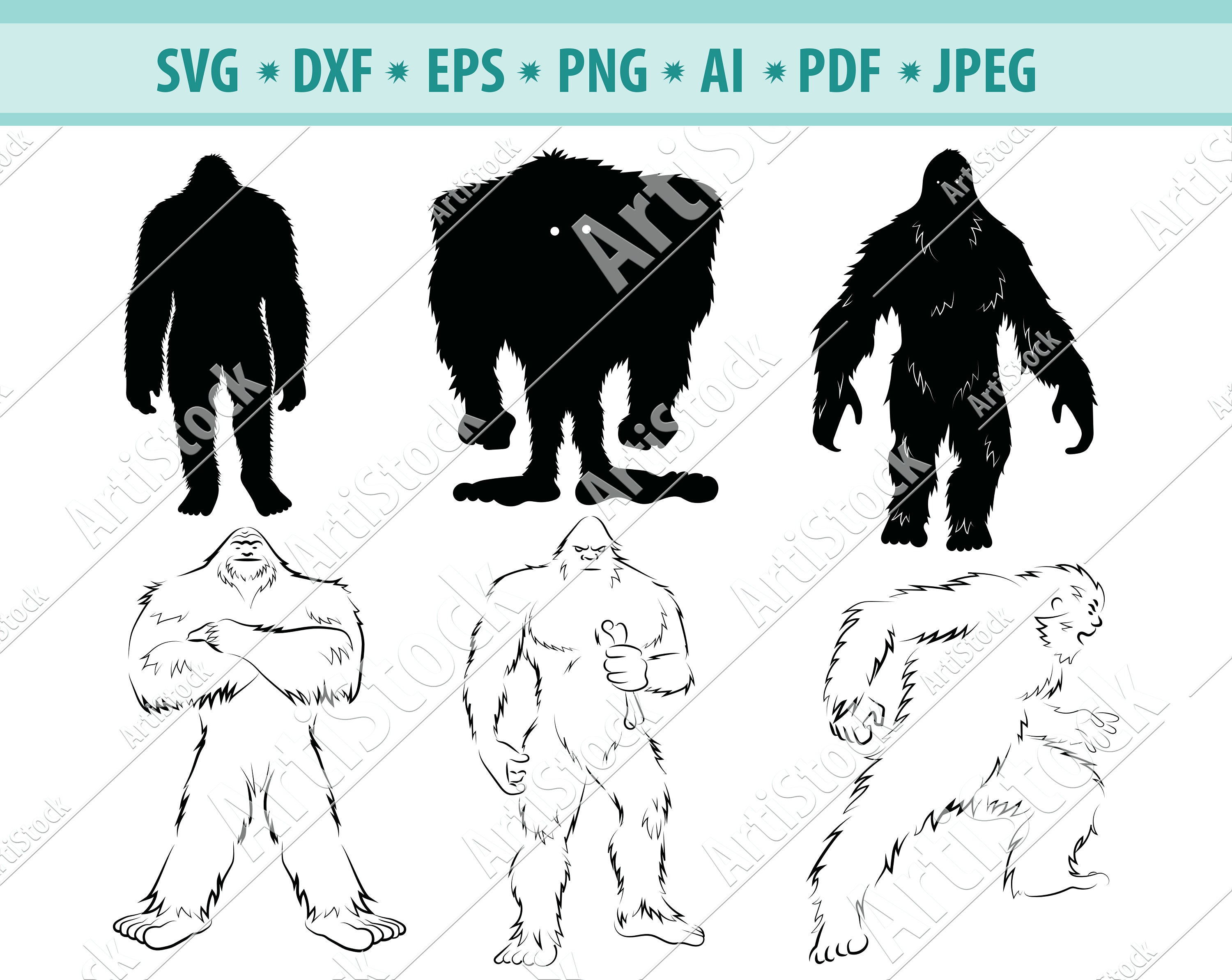 Bigfoot SVG Bundle Sasquatch SVG Bigfoot Clipart Bigfoot | Etsy