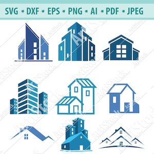 Svg de maison, logo d'agent immobilier, clipart de maison, dxf de maison, svg d'immobiliers, svg de propriété d'immobiliers, png à la maison, eps, fichier de découpage de maison, Cricut, Silhouette