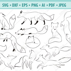 Fox Svg Bundle, Foxes SVG, Cute Sleeping Fox SVG, Foxes clipart, Forest animals Svg, Cut files, Silhouette foxes, Wildlife Eps, Png, Dxf