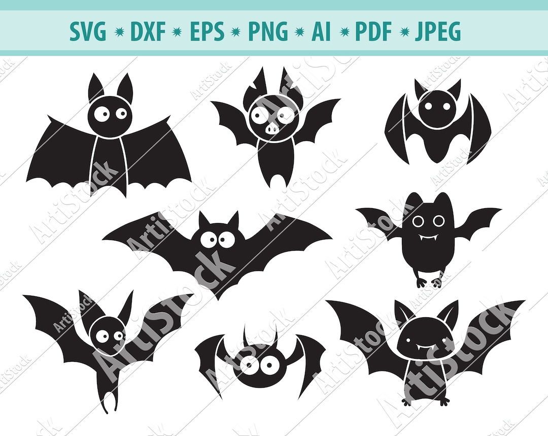 Bat SVG Bundle, Cute Bat SVG, Halloween Bat SVG, Bat Silhouette, Bats