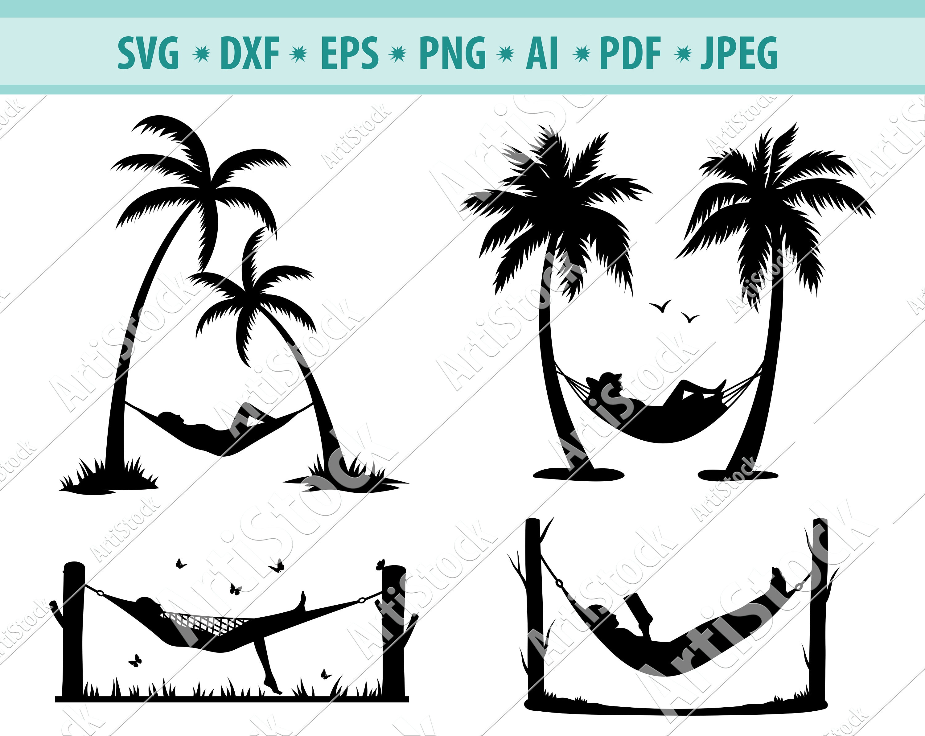 Palm Trees Tree Beach Sun Moon Stencil (195) – Stencilville
