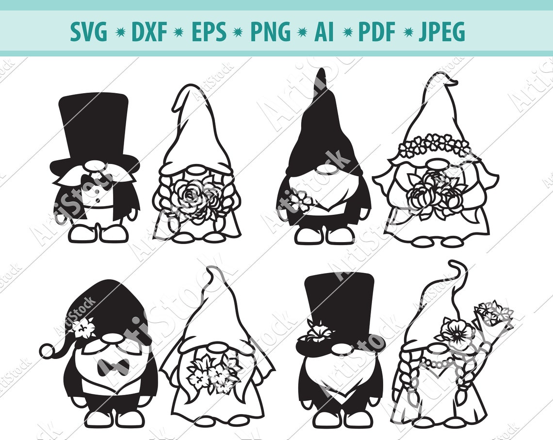 Wedding Gnomes Svg Couple Gnome Svg Love Svg Bride Gnome - Etsy