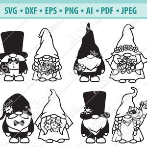 Hochzeitswichtel Svg, Wichtel Svg, Liebe Svg, Braut Gnom Svg, Bräutigam Wichtel Svg, Wichtel Clipart, Cute Gnome Svg, Png, Dxf, File for cricut