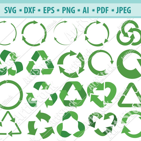 Reciclaje SVG, Reciclaje SVG, SVG Ambiental, Reciclaje Clipart, Archivos de Reciclaje para Cricut, Reciclaje de Archivos de Corte para Silhouette, Dxf, Png, Eps