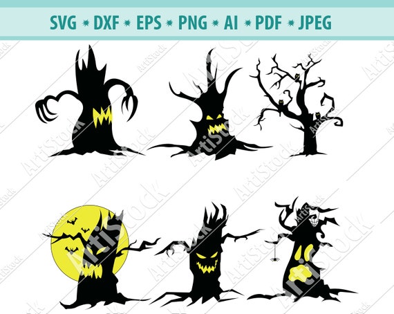 Download Halloween Svg Svg Cut File Spooky Halloween Tree Bats Etsy