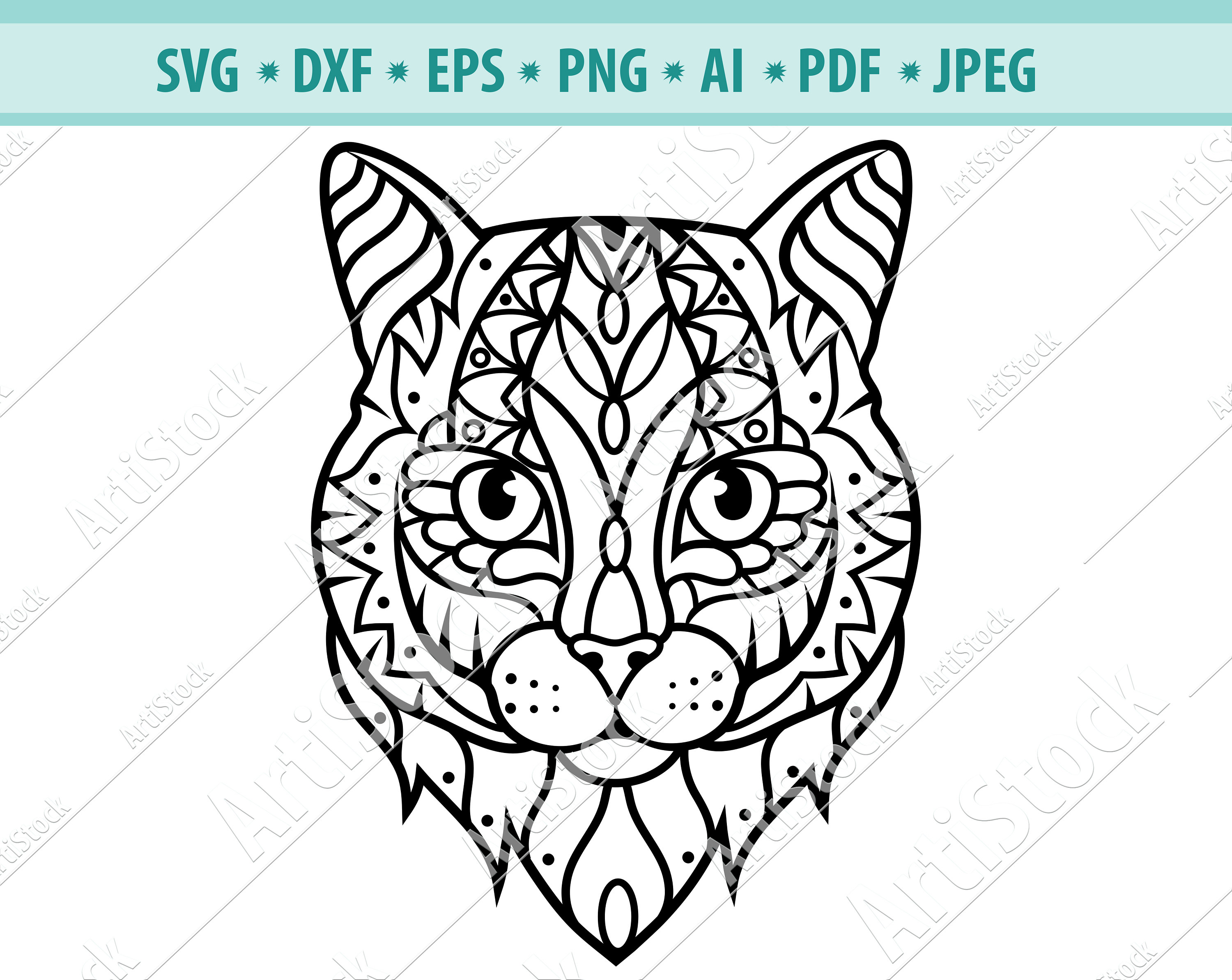Zentangle Cat SVG, Mandala Cat SVG, Cat for Cricut, Cat
