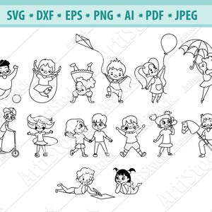 かわいい子供たちの SVG、遊んでいる子供たちの SVG、幼稚園の SVG、幸せな子供たちの SVG、子供のクリップアート、SVG カット ファイル、Cricut、面白い子供たちの SVG、Png、Jpg、Eps