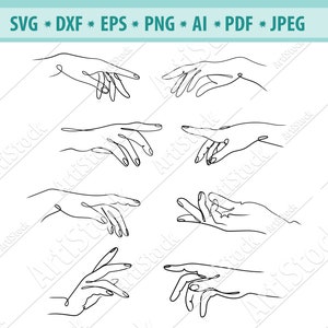 Toucher les mains Svg, Ligne main Svg, Main aidante Svg, Stretching bras Svg, Doigts Svg, Main féminine svg, Svg fichier coupé, Clipart de main, Eps, Dxf